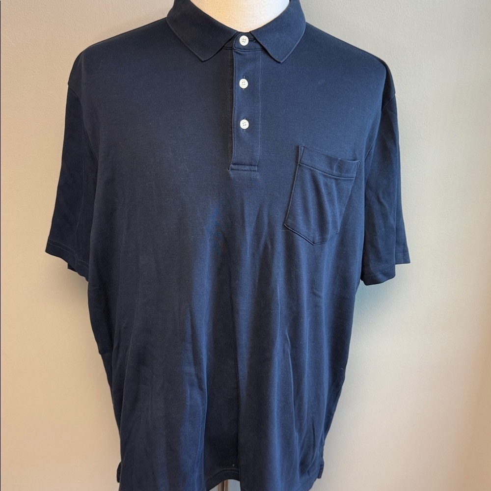 Lands’ End Navy Cotton Polo Shirt – Size XL - Picture 3 of 8